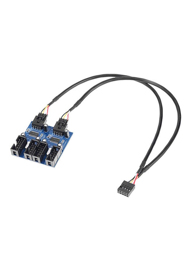 NIBEMINENT 9 Pin USB Header Male To 4 Female Extension Cable Card Desktop 2.0 HUB Black  - Image 1
