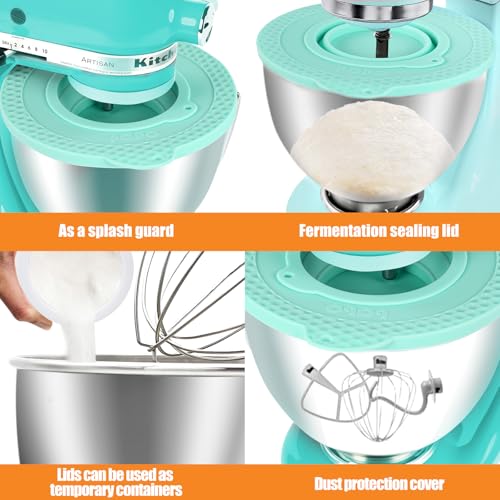PQPO Silicone Mixers Bowl Cover Compatible with KitchenAid 4.5-5 Quart Tilt-Head Stand Mixers Bowl,with Collapsible Small Bowl(Green) - Image 4