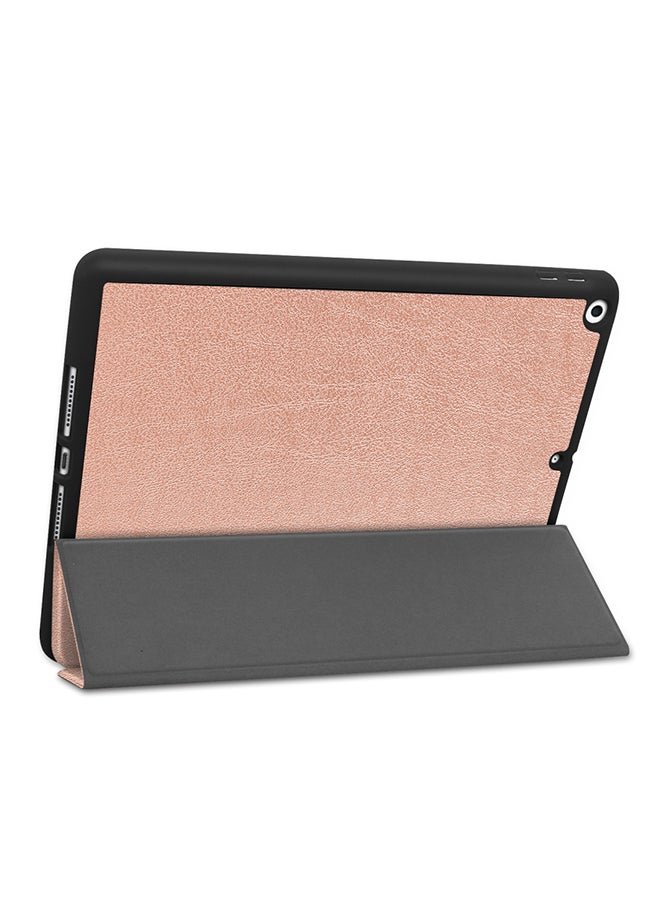 Custer Texture Horizontal Flip Smart TPU Leather Case With Sleep/Wake-up Function/Three-folding Holder And Pen Slot For Apple iPad 10.2 Rose Gold