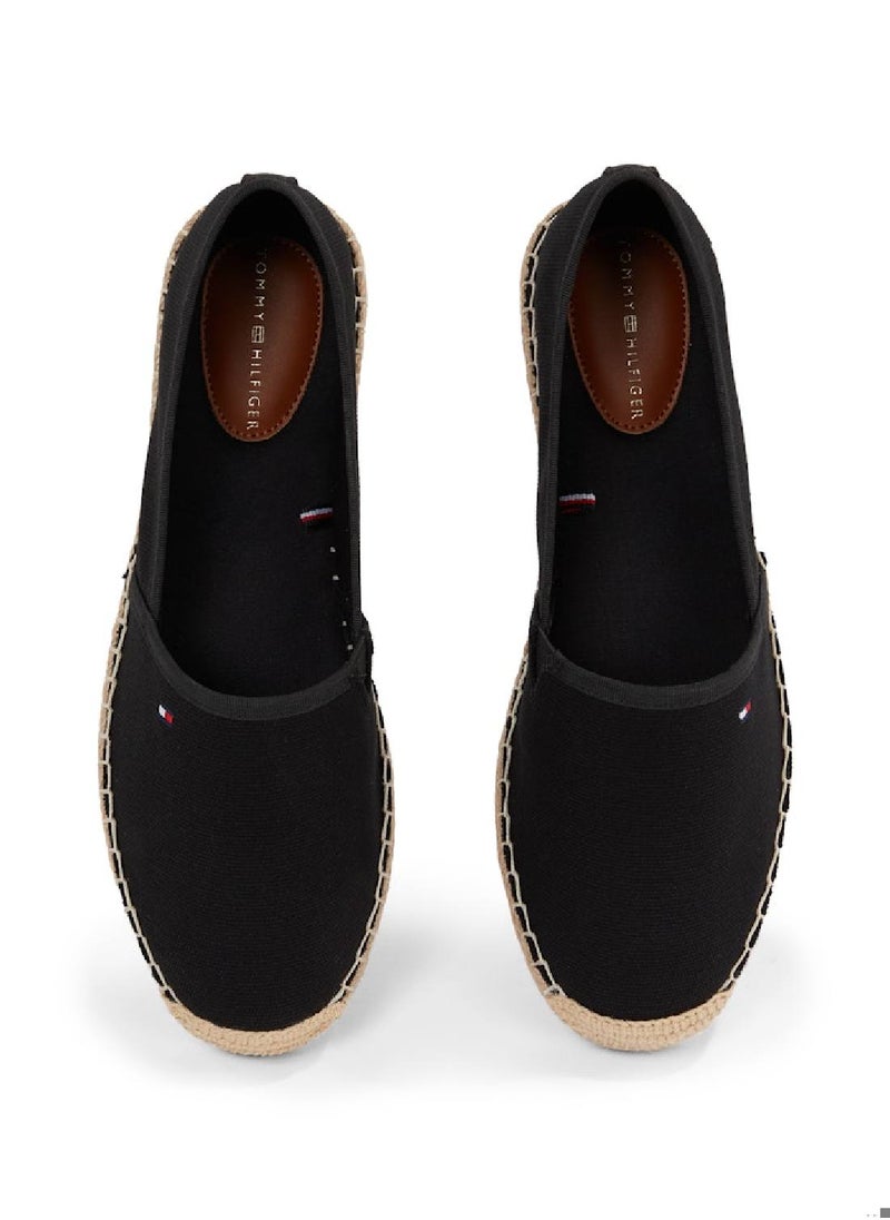 TOMMY HILFIGER - Women's Flag Embroidery Canvas Espadrilles - Cotton, Black - Image 1
