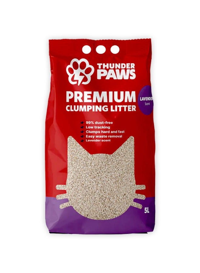 Thunder Paws Premium Clumping Cat Litter Lavender Scent - 5L - Image 1