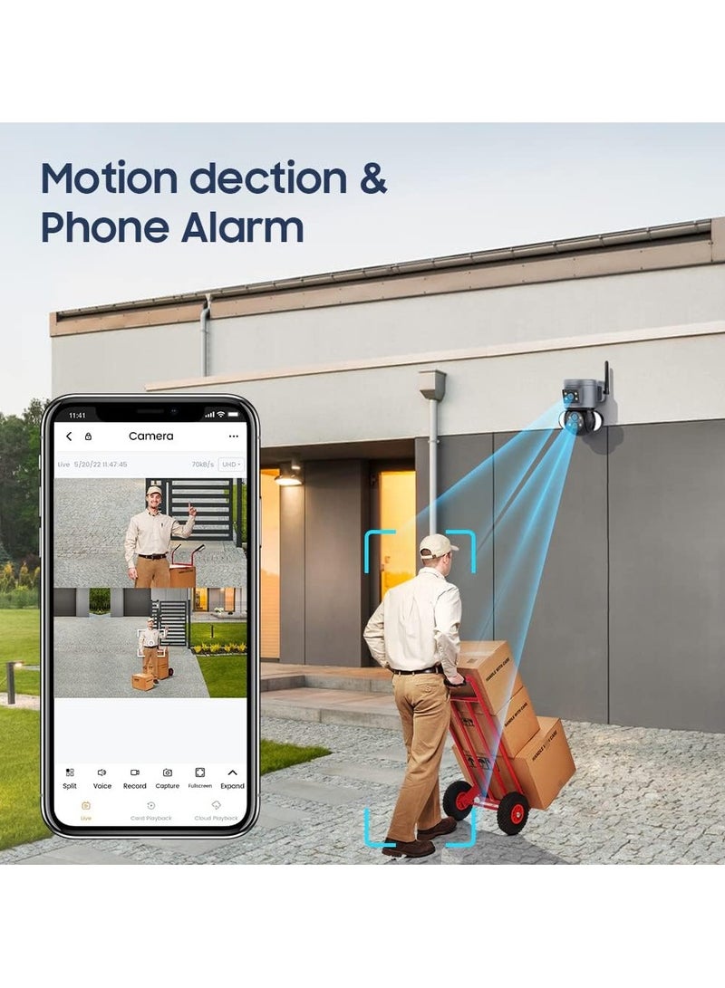Zikra Security Camera Outdoor 4MP 10X Optical Zoom Dual-Lens Wifi Wireless Camera 360¬∞ Pan/Tilt/Zoom Security Camera System with Motion Tracking Two-Way Talk Siren Alarm Color Night Vision - Image 5