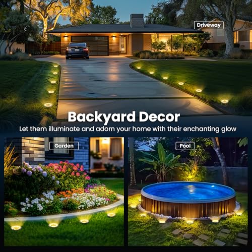 SOLPEX 16 Pack Solar Ground Lights Outdoor Waterproof, Solar Powered Pathway Lights, Landscape Lighting for Garden Walkway Driveway Backyard Decor (Warm White) - Image 2