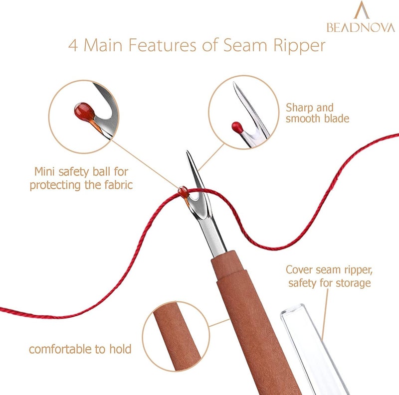 BEADNOVA Seam Ripper 6pcs Wooden Style Plastic Thread Cutter Stitch Remover Large Thread Remover Stitch Eraser Tag Ripper for Clothes Crafting Embroidery - Image 4