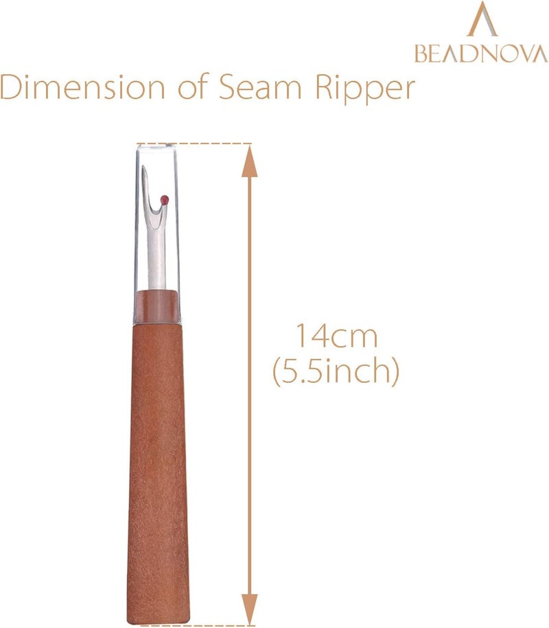BEADNOVA Seam Ripper 6pcs Wooden Style Plastic Thread Cutter Stitch Remover Large Thread Remover Stitch Eraser Tag Ripper for Clothes Crafting Embroidery - Image 2