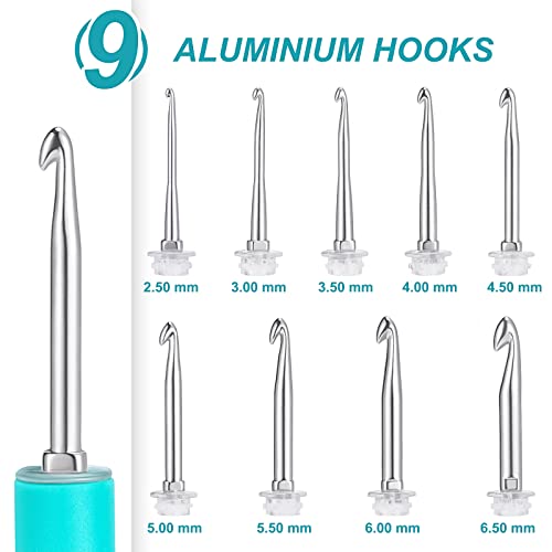 KXK Counting Crochet Hook Set, Ergonomic Crochet Hooks with Led and Digital Stitch Counter, Crochet Kit with 9 Interchangeable Crochet Needle for Crocheting and Knitting - Image 5