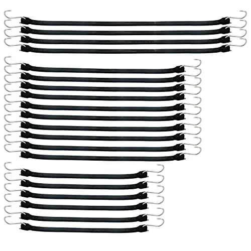 XSTRAP STANDARD 20 Pack Multiple Size Natural Rubber Tarp Bungee Straps 100 EPDM Tie Down Cords with S Hooks Heavy Duty Ideal for Securing Tarps
