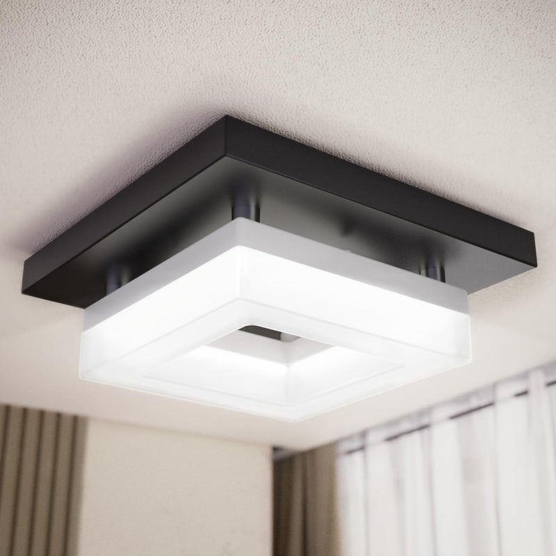 Sunco Lighting Sunco 8 Inch Square LED Ceiling Light Fixture Flush Mount, Black, High Brightness 1800LM, Selectable CCT 3000K/4000K/4500K/5000K/6500K, Modern Ceiling Light for Bathroom, Kitchen, Hallway, Damp Rated - Image 1