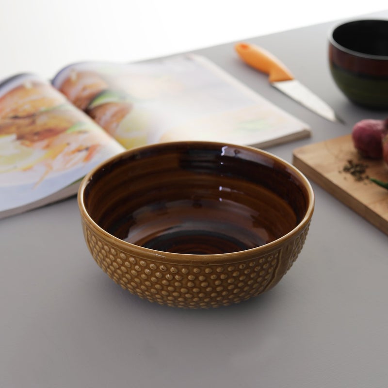 Miah Decor MDCF-26 Ceramic Stoneware Handcrafted Ergonomic Crafted Serving Bowls Subtle Brown Color, Microwave Safe, Freezer Safe, Dishware Safe Serveware Bowls - Image 1
