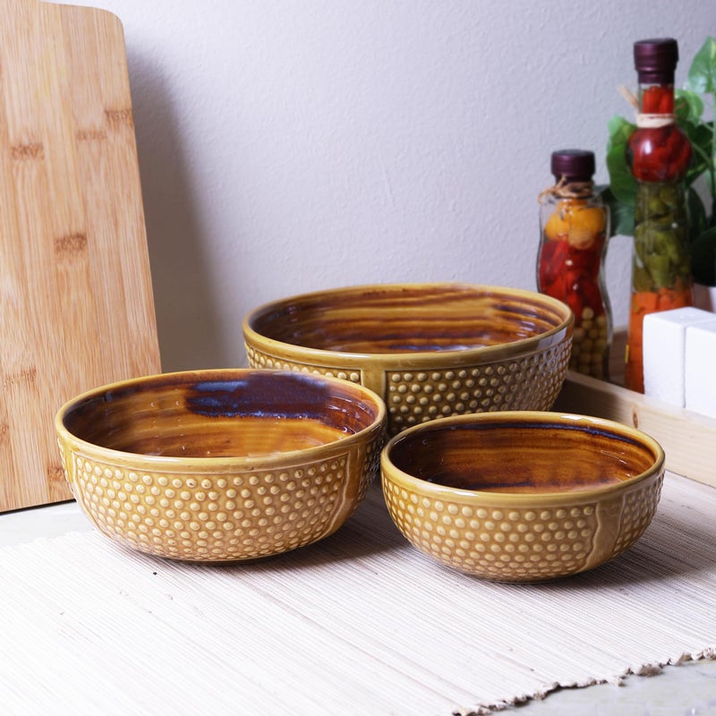 Miah Decor MDCF-26 Ceramic Stoneware Handcrafted Ergonomic Crafted Serving Bowls Subtle Brown Color, Microwave Safe, Freezer Safe, Dishware Safe Serveware Bowls - Image 5
