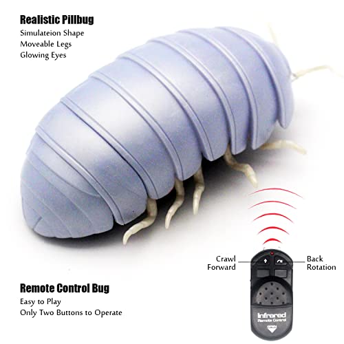 Tipmant RC Bug Remote Control Worm Realistic Pillbug Electronic Animal Prank Toy Insect Car Vehicle Kids Birthday Gifts White - Image 5