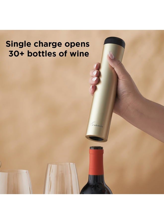 rabbit Automatic Electric Corkscrew - Hands-Free Wine Opener with Integrated Foil Cutter, Rechargeable Cordless Electric Bottle Opener for All Cork Types - Barware Essential & Kitchen Tools - Image 4