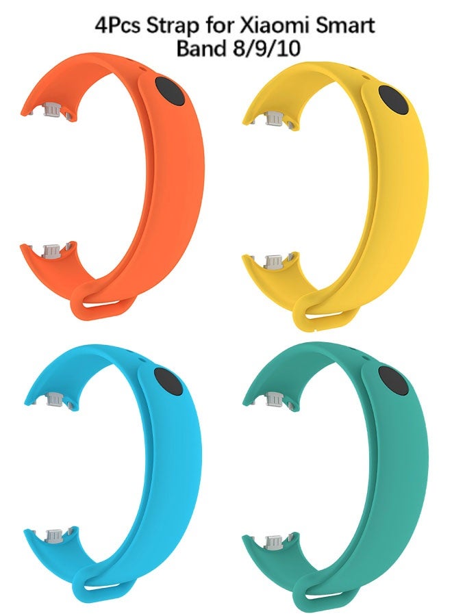 Happy D Xiaomi Mi Band 8/9/10 4-piece replacement strap set, soft silicone clip replacement band for Xiaomi Mi Band 8/9/10 (upgraded colors) - Image 1