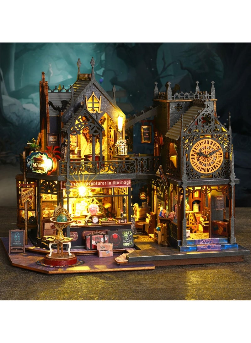 Bukela DIY Miniature Dollhouse Kit, Handmade Mini 3D Puzzle Doll House with Furniture and LED, Wooden Furniture Kit Book Nook Bookshelf Decor, Creativity Crafts Gift for Adults Teens, 1:24 Holo Magic City - Image 4