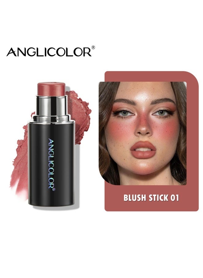Anglicolor Natural Contouring Stick, Waterproof Highlighter Stick, Multi-functional 3D Blush Stick, Long-lasting Color, Moisturizing and Hydrating (BLUSH STICK 01) - Image 1