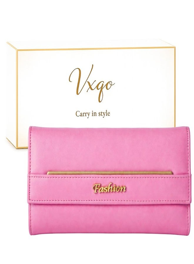 VxQO Premium Pink Women Wallet | Stylish PU Leather Ladies Purse | Long Wallet for Girls & Women | Multiple Card Slots, Cash & Coin Compartment | Fashionable Clutch Wallet for Daily Use - Image 1