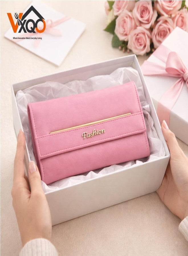 VxQO Premium Pink Women Wallet | Stylish PU Leather Ladies Purse | Long Wallet for Girls & Women | Multiple Card Slots, Cash & Coin Compartment | Fashionable Clutch Wallet for Daily Use - Image 5