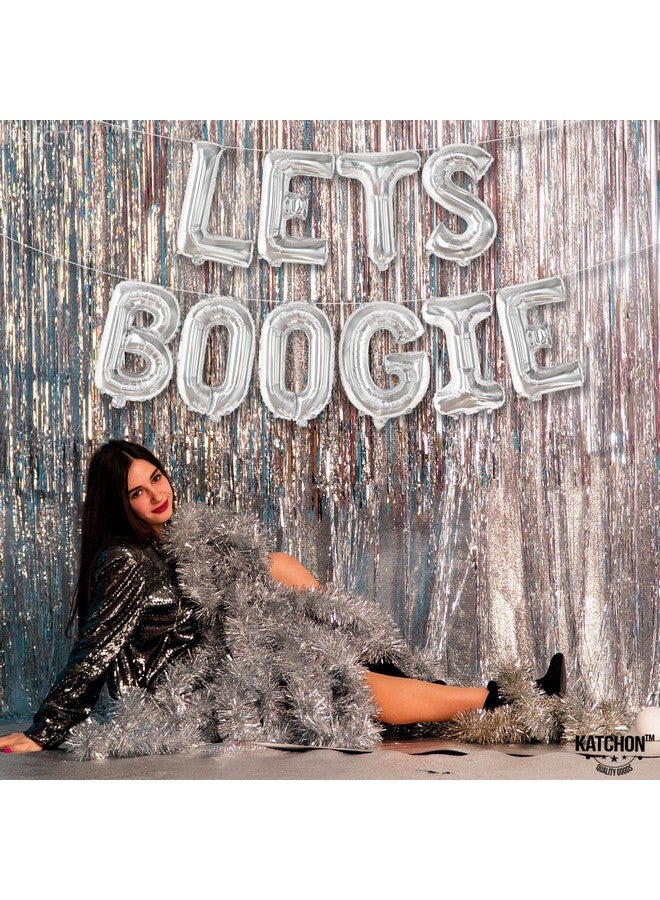 KATCHON Silver Lets Boogie Balloons 16 Inch Disco Party Balloons ; Lets Boogie Party Decorations ; 90S Party Supplies For Disco Party Decorations ; Disco Theme Party Decorations ; 70S Decorations - Image 4