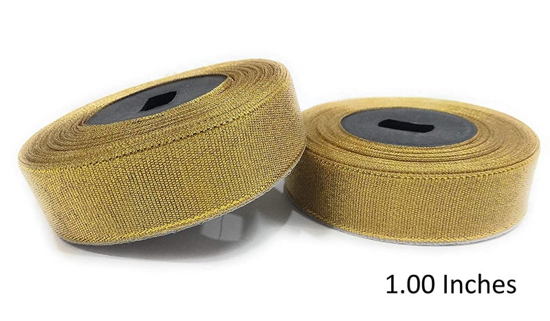 Ditya Crafts Set of 4 Rolls Gota Ribbon Lace Border for/Sarees/Lehenga/Suits/Blouses and Craft (Size:- 2 Piece of 0.50 Inches & 1.00 Inches, Length:- 20 Mtrs Each Approx) (Golden) - Image 3
