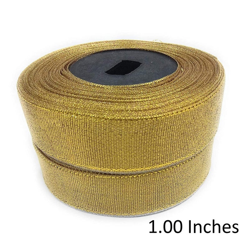Ditya Crafts Set of 4 Rolls Gota Ribbon Lace Border for/Sarees/Lehenga/Suits/Blouses and Craft (Size:- 2 Piece of 0.50 Inches & 1.00 Inches, Length:- 20 Mtrs Each Approx) (Golden) - Image 4