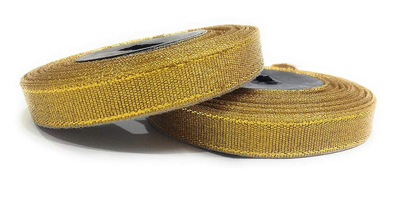 Ditya Crafts Set of 4 Rolls Gota Ribbon Lace Border for/Sarees/Lehenga/Suits/Blouses and Craft (Size:- 2 Piece of 0.50 Inches & 1.00 Inches, Length:- 20 Mtrs Each Approx) (Golden) - Image 5