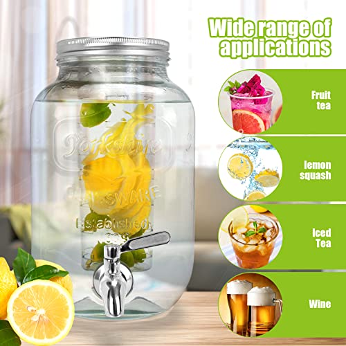 DD&HAPP Glass Drink Dispensers For Parties. 1.2 Gallon Beverage Dispensers With Stand And Stainless Steel Spigot .Lemonade Dispenser With Ice Cylinder.Mason Jars,Laundry Detergent Dispenser. - Image 4