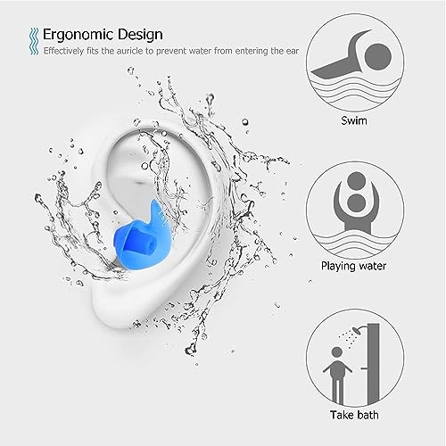 URBANMAC Professional Waterproof Silicone Swimming Earplugs for Adult Swimmers Children Diving Soft Ultra Comfy Ear Plug - Prevent Swimmer's Ear 4 Pair (Multicolored) - Image 2
