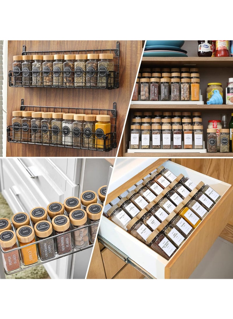 Generic - 24 Piece Spice Set with Labels by NATANI - 4 oz Glass Jars with Bamboo Lids, Small Rustic Style Collapsible Funnel Spice Storage for Shelf or Cabinet Drawer - Image 1