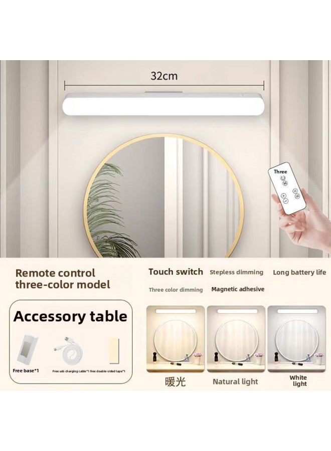 Led Fill Light Makeup Special Makeup Dresser Wash Light Punch-free Toilet Mirror Makeup Fill Light-Specifications:Makeup Fill Light 【adjustable Angle + No Punching Installation】 - 32cm Remote Contro  - Image 1
