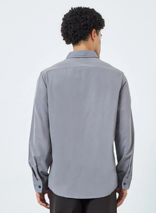 Take Two Grey Men Grey Spread Collar Long Sleeve Shirt for Men | Best Price UAE