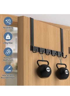 Y&D Door Hooks, Over Hanger with 6 44CM Aluminum Coat for Clothes, Towels, Bags, Keys  - Image 3