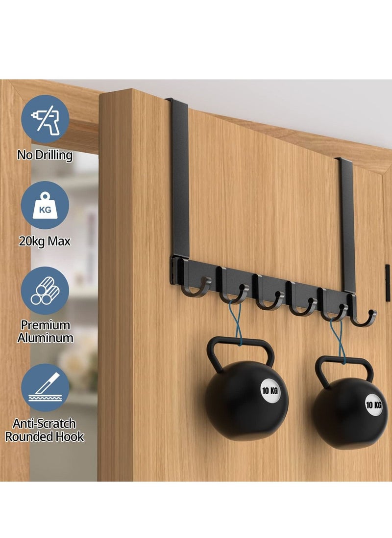 Y&D Door Hooks, Over Hanger with 6 44CM Aluminum Coat for Clothes, Towels, Bags, Keys  - Image 3