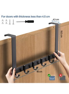 Y&D Door Hooks, Over Hanger with 6 44CM Aluminum Coat for Clothes, Towels, Bags, Keys  - Image 5
