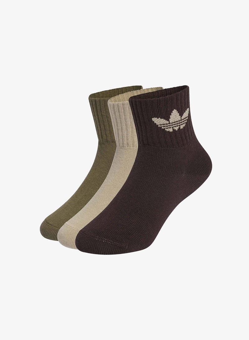 adidas Originals Kids 3 Pack Mid Ankle Sock - Image 1