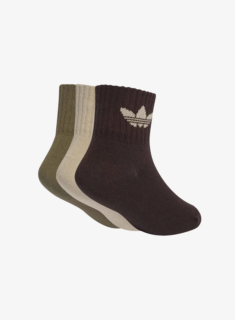 adidas Originals Kids 3 Pack Mid Ankle Sock
