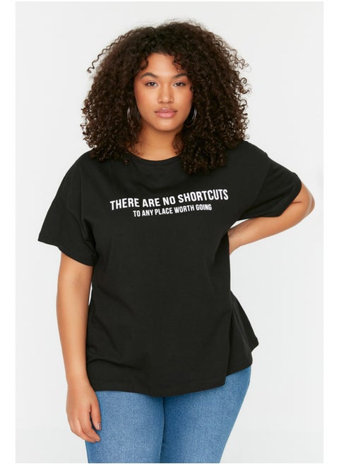 Black Printed Knitted T-Shirt TBBSS22TS1048