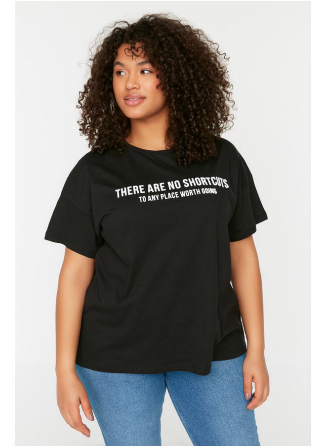 trendyol - Black Printed Knitted T-Shirt TBBSS22TS1048 - Image 1