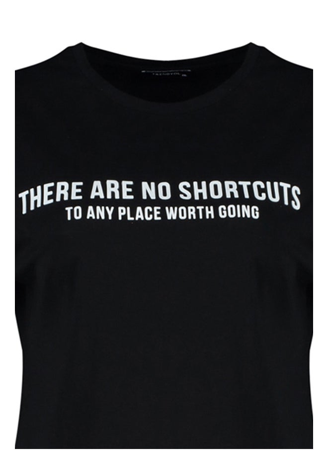 trendyol - Black Printed Knitted T-Shirt TBBSS22TS1048 - Image 1