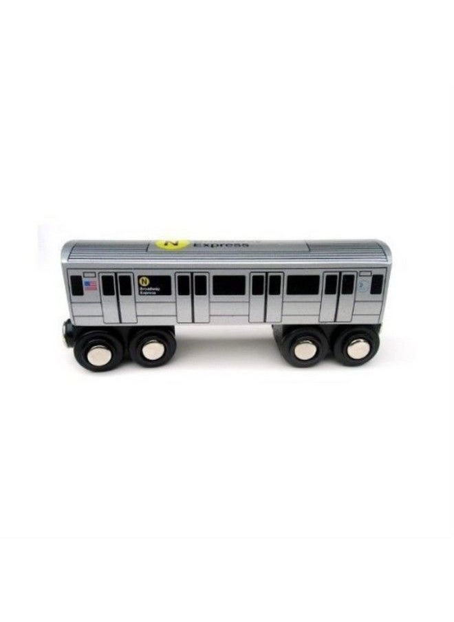 Munipals New York City Subway Wooden Railway (B Division)Child Safe And Tested Wood Toy Trains (N Train)  - Image 2