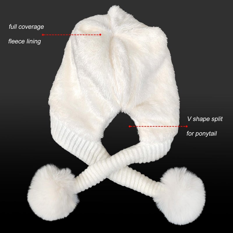 HUAMULAN Women Winter Beanie Hat Circle Scarf Set Pompoms Peruvian Ski Snow Ear Flaps Sherpa Slouchy Skull Knit Hats Fleece, Fits Small to Medium Head - Image 3