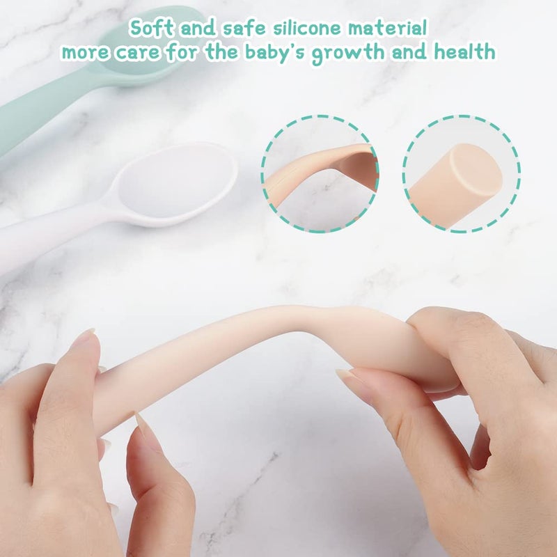 Vicloon Silicone Baby Feeding Spoons, 7PCS First Stage Feeding Spoons for Infants, Baby Led Weaning Feeding Supplies Training Spoon, Toddler Utensils, Ultra-Durable & Chewproof, Dishwasher Safe - Image 4