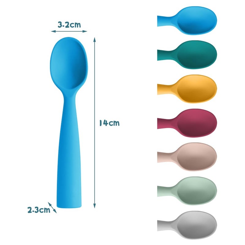 Vicloon Silicone Baby Feeding Spoons, 7PCS First Stage Feeding Spoons for Infants, Baby Led Weaning Feeding Supplies Training Spoon, Toddler Utensils, Ultra-Durable & Chewproof, Dishwasher Safe - Image 2