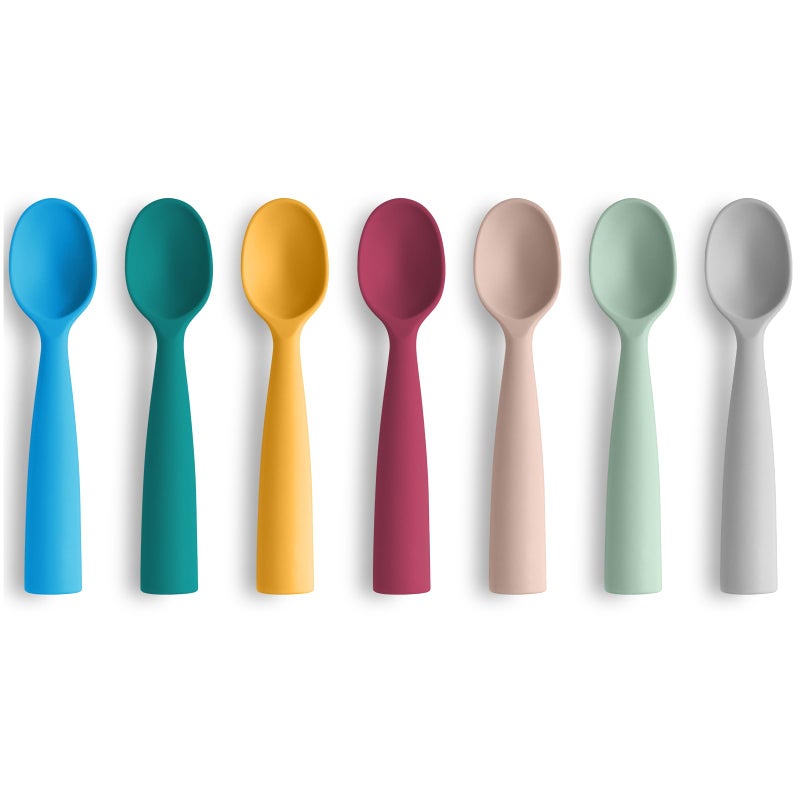Vicloon Silicone Baby Feeding Spoons, 7PCS First Stage Feeding Spoons for Infants, Baby Led Weaning Feeding Supplies Training Spoon, Toddler Utensils, Ultra-Durable & Chewproof, Dishwasher Safe - Image 1