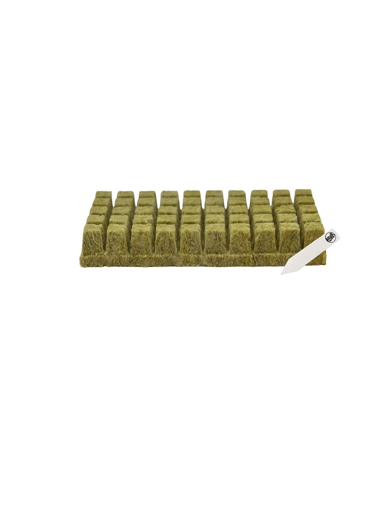 Generic 1" Grodan Rockwool Starter Plugs, 1 Sheet of 50 Plugs (50 Hydroponic Plugs) + THCity Stake  - Image 1