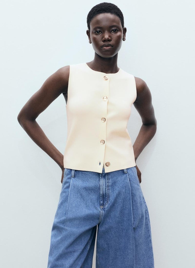 MANGO Fine-Knit With Buttons Waistcoat  - Image 1