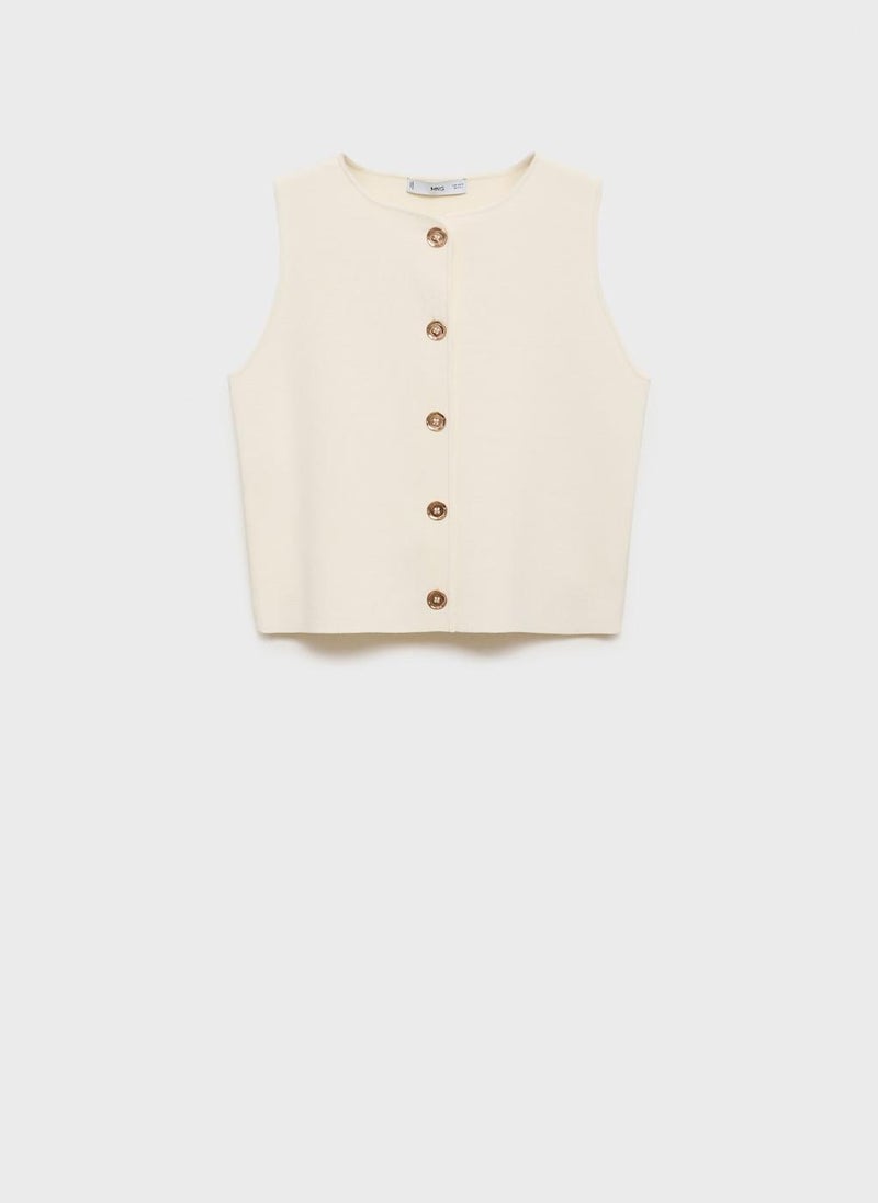 MANGO Fine-Knit With Buttons Waistcoat  - Image 5