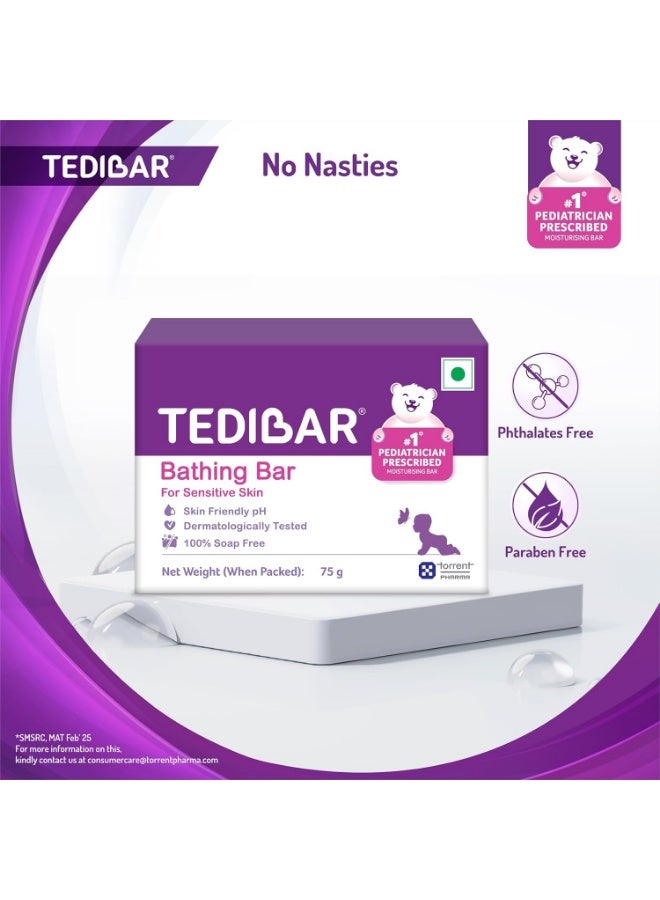 Tedibar Moisturising Baby Bathing Bar 75g (Pack of 1) 100% Soap Free No. 1* Pediatrician Prescribed Moisturising Bar - By Torrent Pharma - Image 4