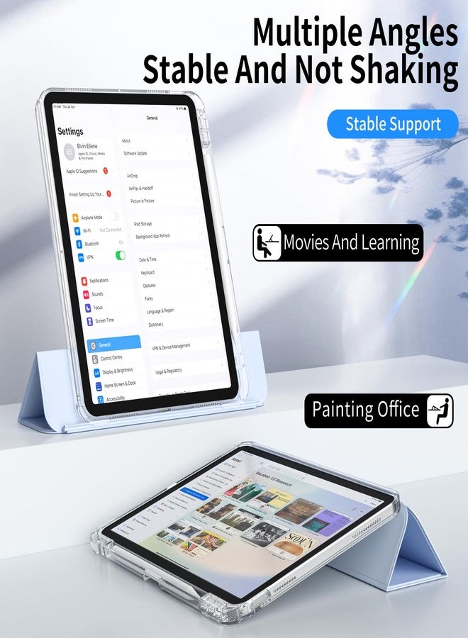 kenke جراب KenKe لجهاز iPad الجيل العاشر (10.9 بوصة 2022) / iPad (A16) الجيل الحادي عشر (11 بوصة 2025) مع حامل قلم، نحيف وخفيف الوزن، ثلاثي الطيات، قابل للفصل، غطاء خلفي شفاف من البولي كربونات وغطاء مقاوم للصدمات من مادة TPU، لون أزرق سماوي - Image 3