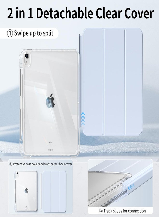 kenke جراب KenKe لجهاز iPad الجيل العاشر (10.9 بوصة 2022) / iPad (A16) الجيل الحادي عشر (11 بوصة 2025) مع حامل قلم، نحيف وخفيف الوزن، ثلاثي الطيات، قابل للفصل، غطاء خلفي شفاف من البولي كربونات وغطاء مقاوم للصدمات من مادة TPU، لون أزرق سماوي - Image 4