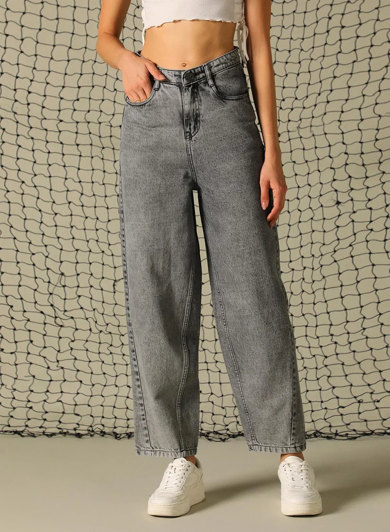 هوبرهولمي Women's Black 100% Cotton Distressed Full Length Tapered Fit Jeans